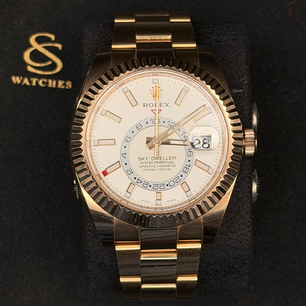 Rolex Sky-Dweller White Dial Rose Gold
