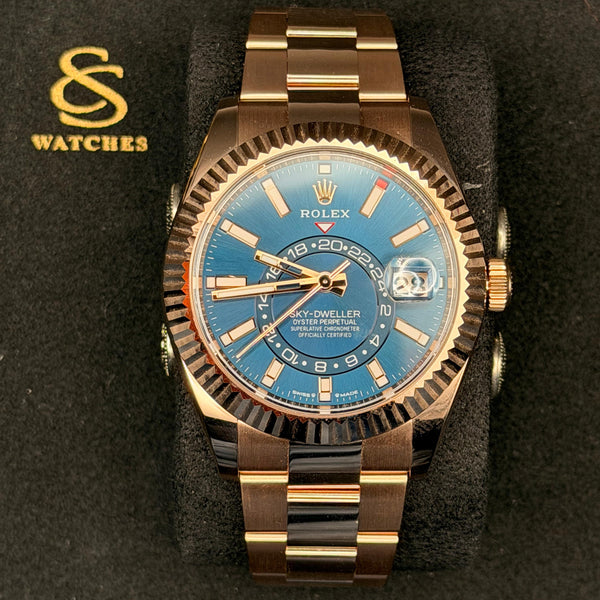 Rolex Sky-Dweller Blue Dial Rose Gold